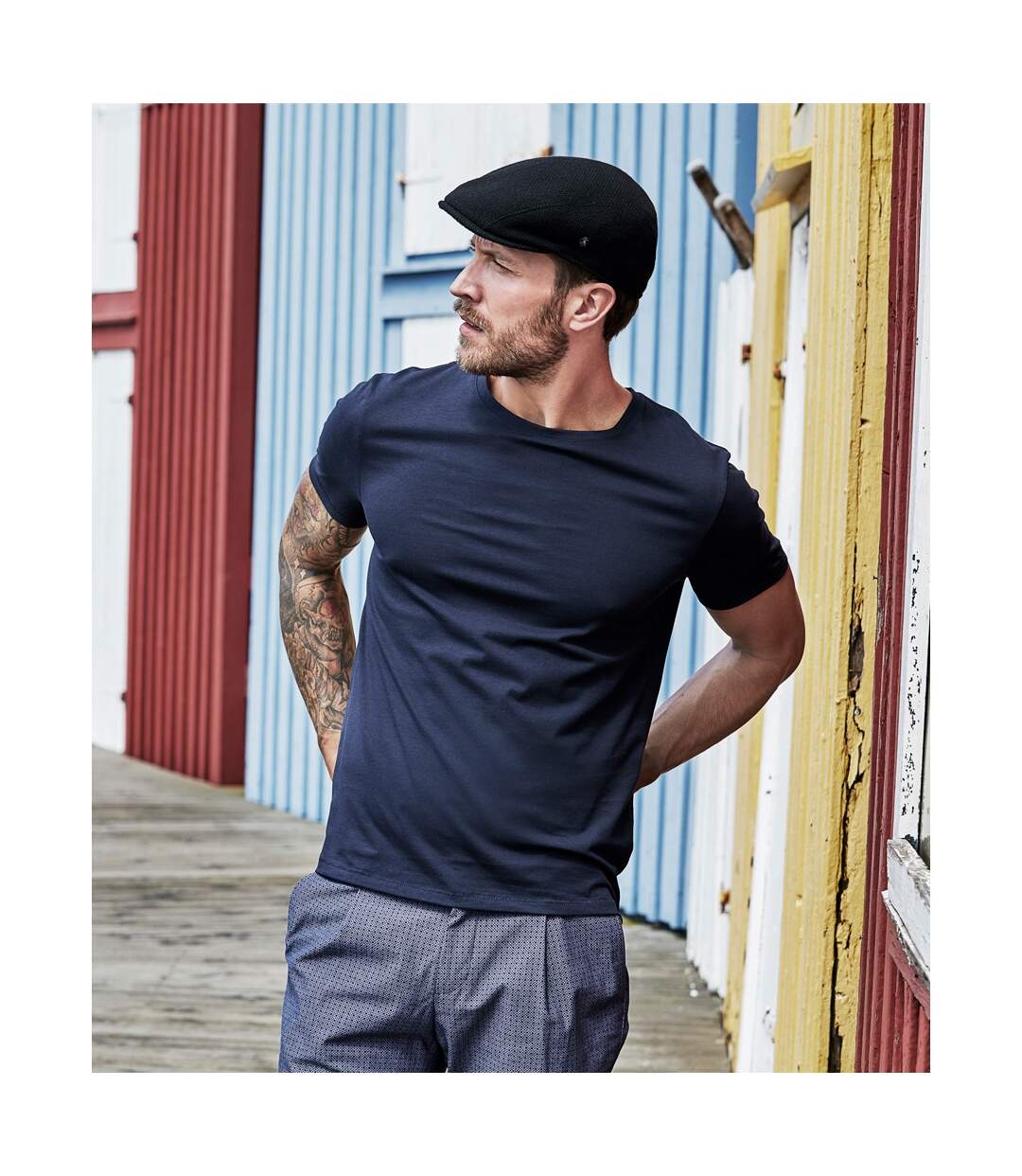 Mens luxury cotton t-shirt navy Tee Jays-2