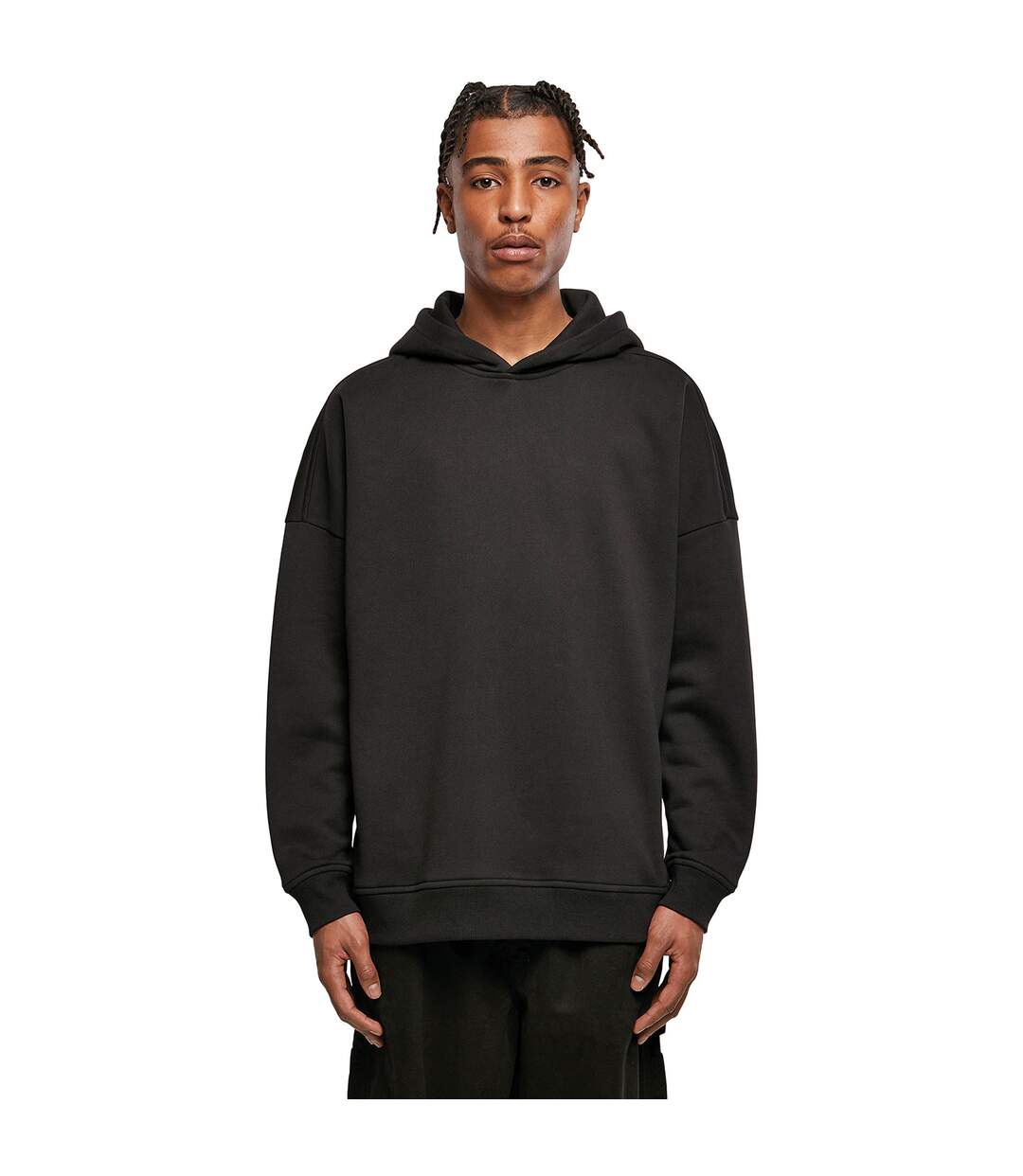 Mens Oversized Cut-on Hoodie Black Build Your Brand-1