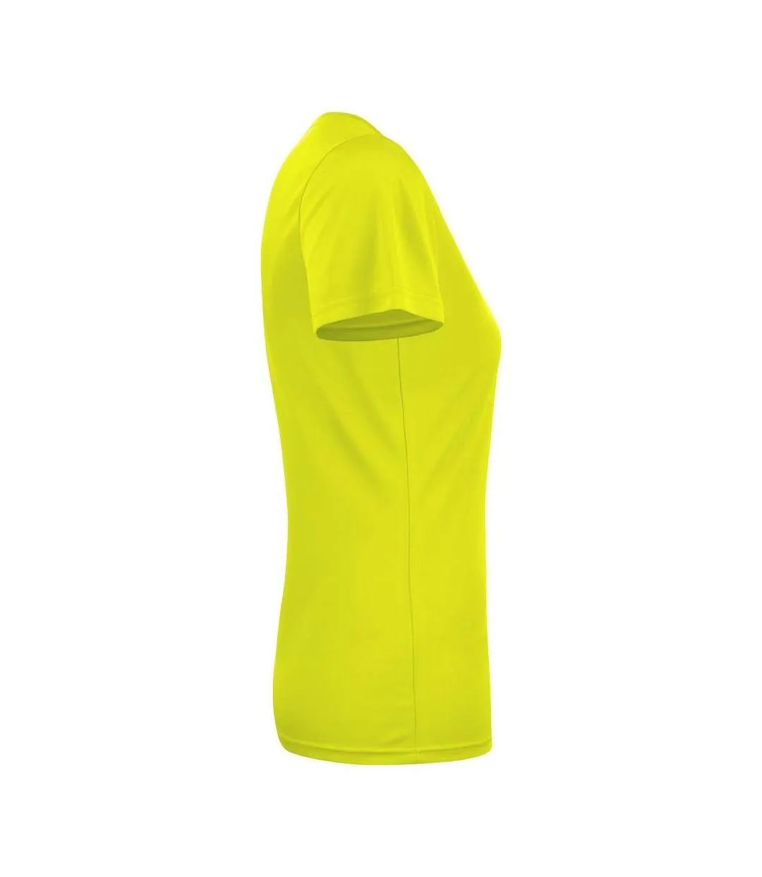 Womens/ladies Run T-shirt Bright Yellow Printer RED-3