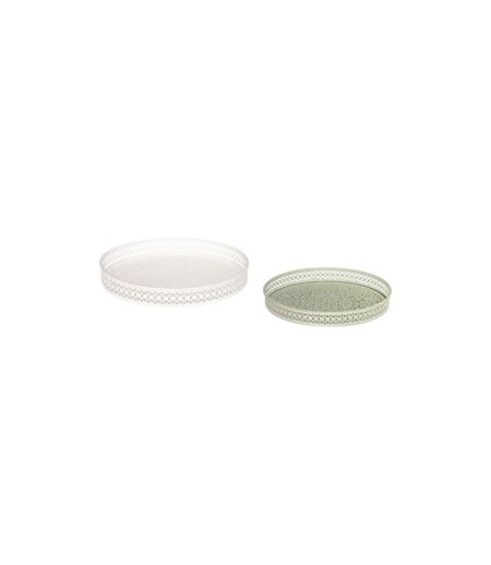 Lot de 2 Plateaux Déco Wild Romance 31cm Blanc & Vert