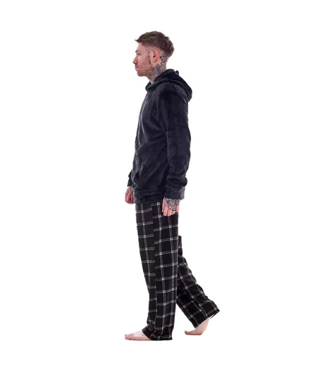 Ensemble De Pyjama Long Motif/style À Carreaux Homme Noir Keanu