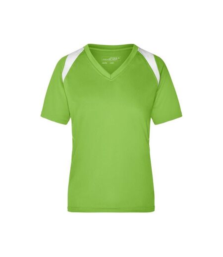 T-shirt Course À Pied Femme Vert Citron Blanc James And Nicholson
