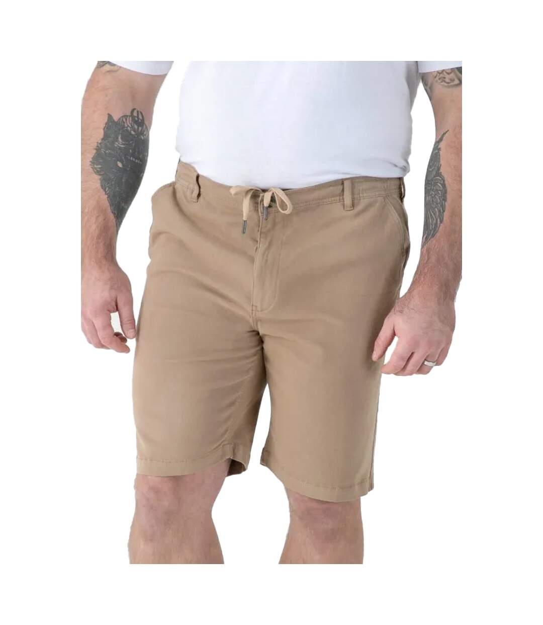 Mens Spencer D555 Stretch Elasticated Waist Kingsize Shorts Stone Duke-4