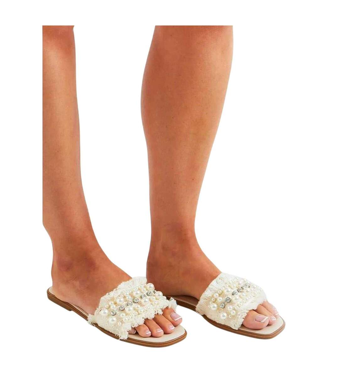 Sandales Motif/style Strass Femme Crème Missy Empire-2