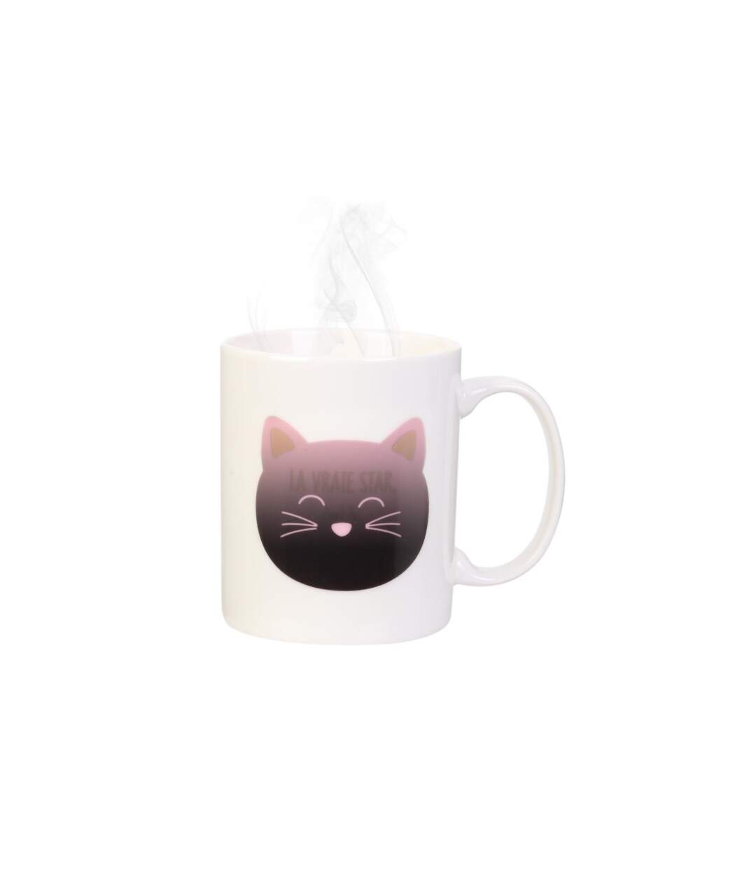 Mug Magique en Céramique Chat 35cl Blanc-2
