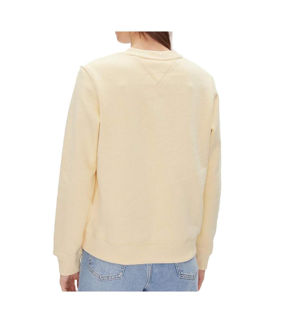 Sweat jaune femme tommy hilfiger flag crew - l-2