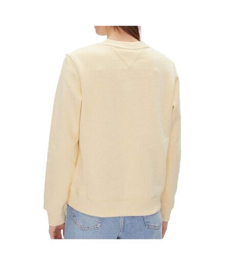 Sweat jaune femme tommy hilfiger flag crew - l