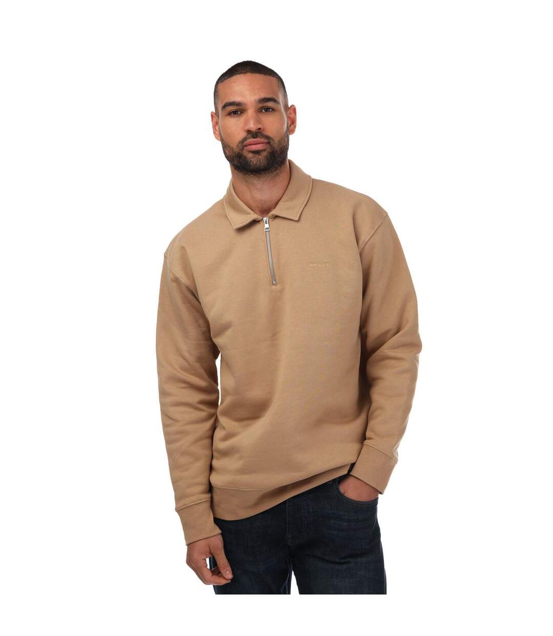 Mens icon half zip sweatshirt beige Gant-1