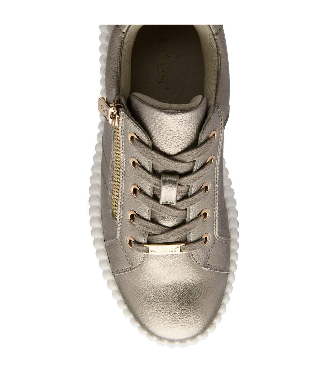 Womens/ladies Kora Leather Trainers Gold Lotus Shoes-4