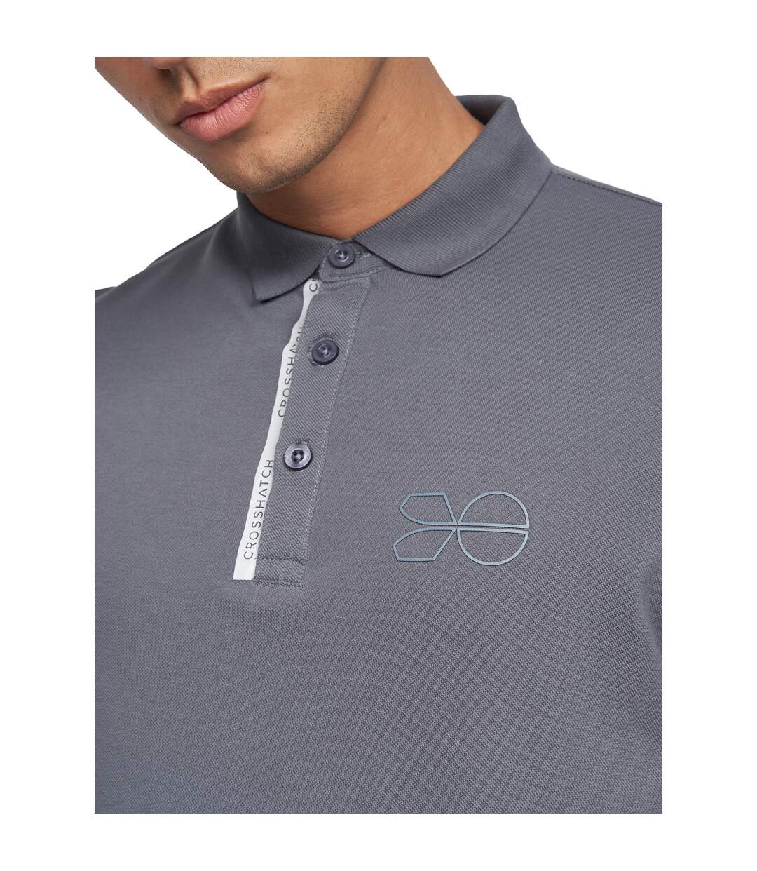 Mens Mcclay Polo Shirt Charcoal Crosshatch-4