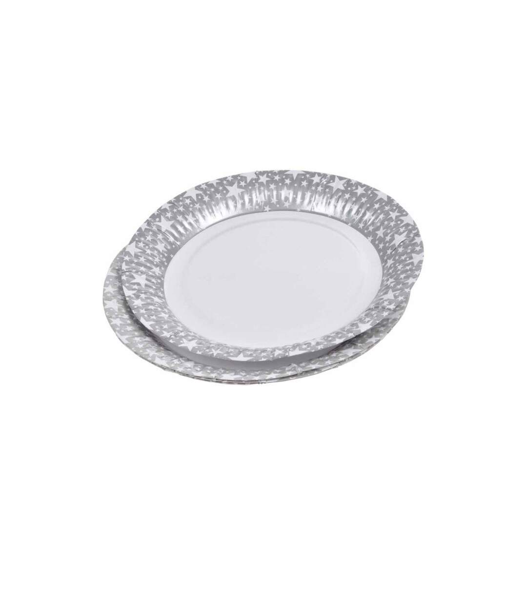 Lot de 6 Assiettes en Carton Étoile 23cm Argent-1