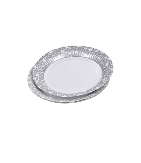 Lot de 6 Assiettes en Carton Étoile 23cm Argent
