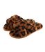 Womens/ladies delilah leopard print sheepskin slippers brown/black Eastern Counties Leather