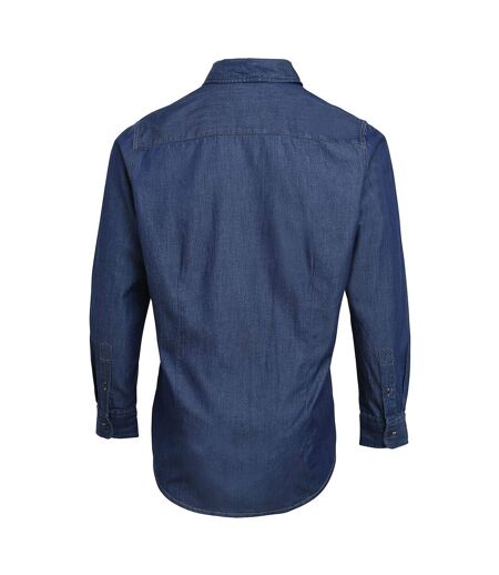 Premier Mens Jeans Stitch Long Sleeve Denim Shirt (Indigo Denim)