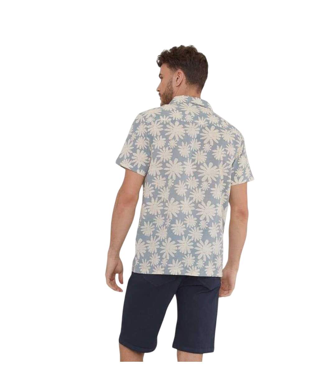 Chemise Manches Courtes Motif/style Floral Homme Vieux Bleu Threadbare-3