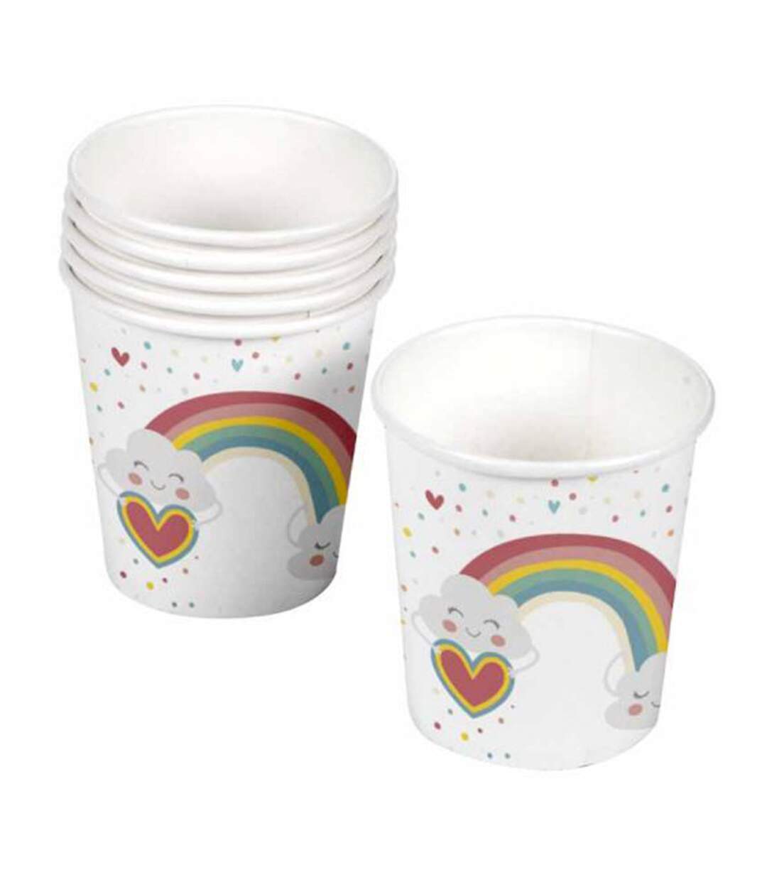 Lot de 6 Gobelets Jetables Nuage Rainbow 23cl Blanc-1