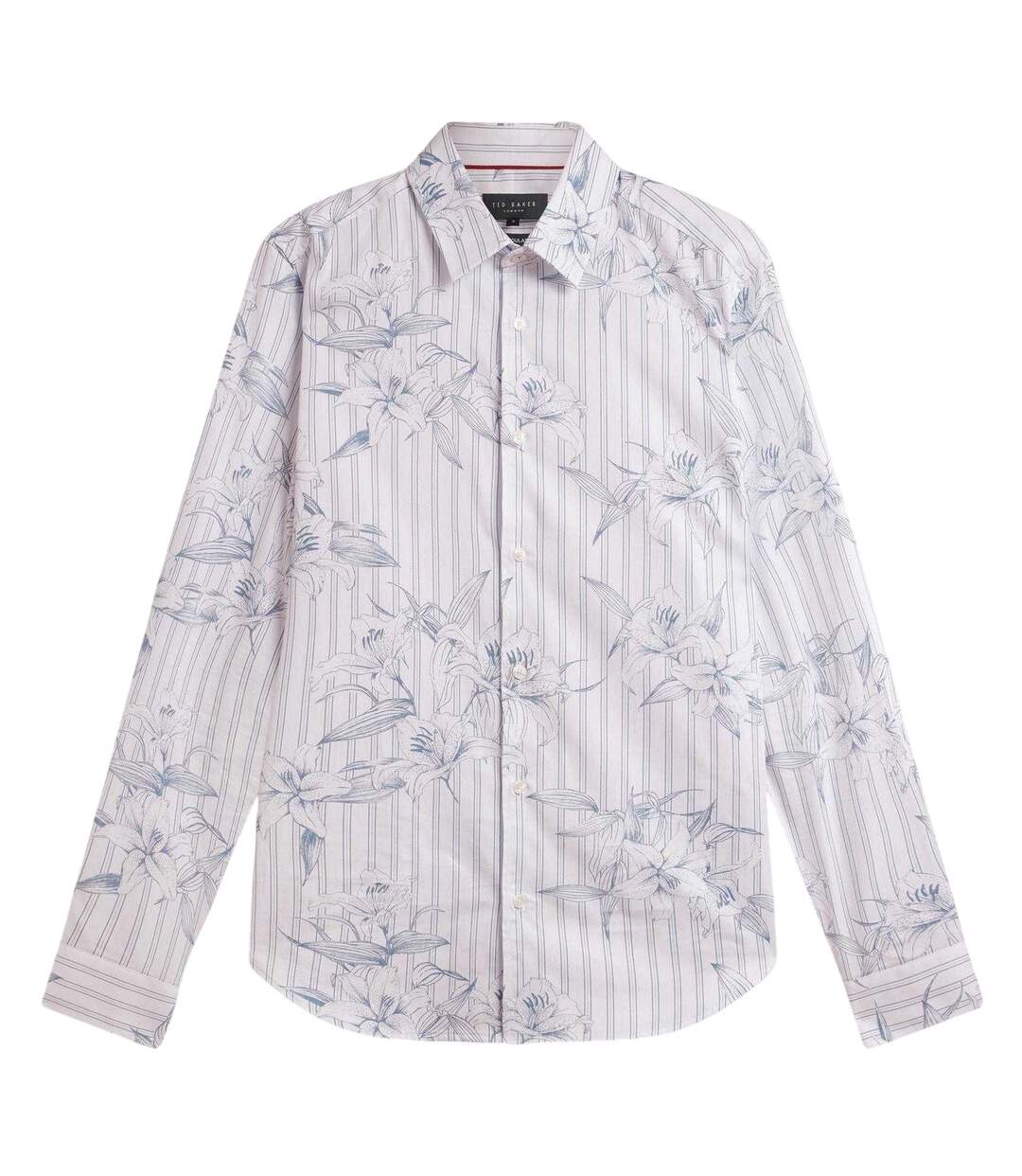 Mens Floral Stripe Long-sleeved Shirt Light Blue Ted Baker-2