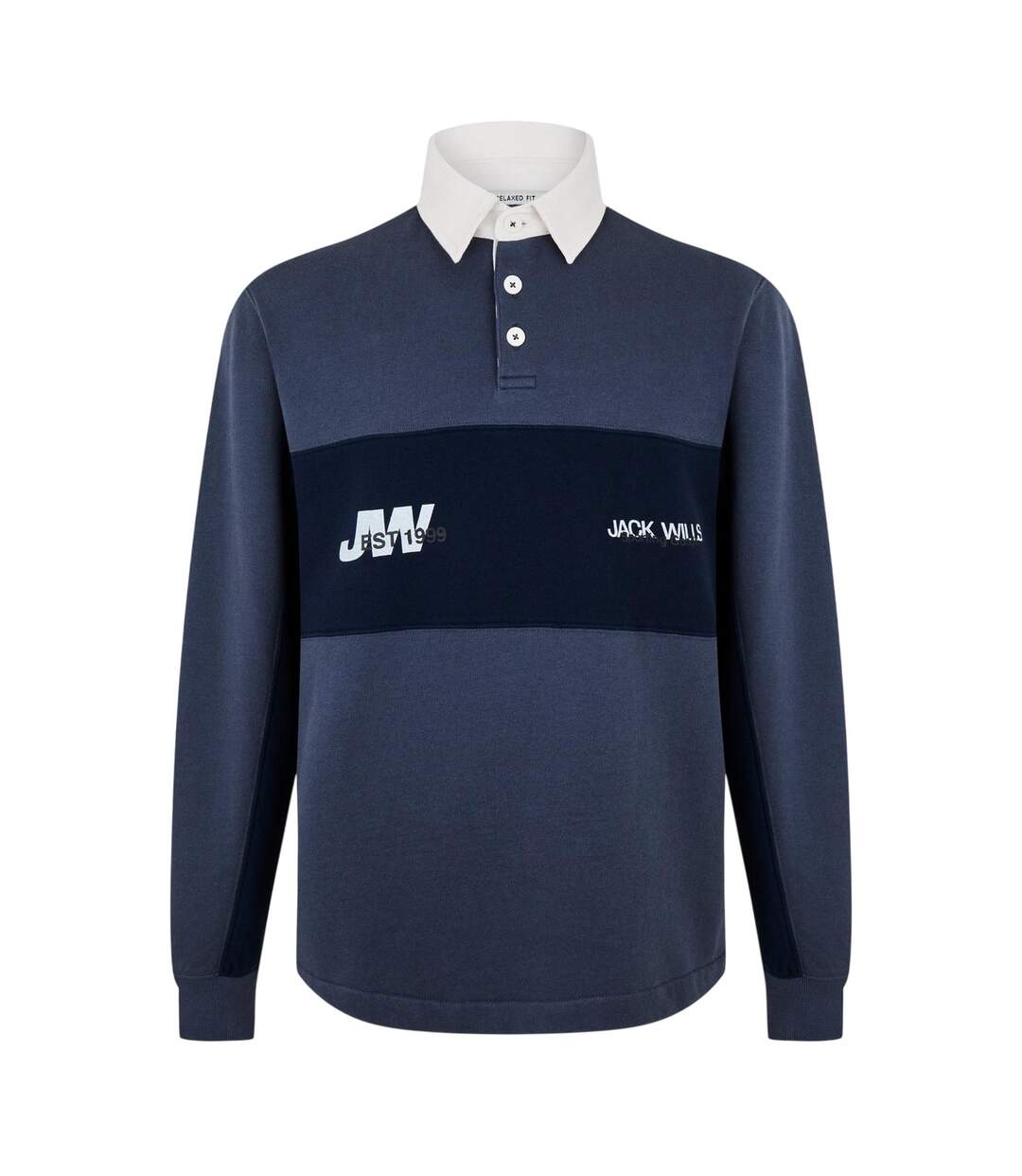 Mens Logo Relaxed Fit Rugby Shirt Night Sky Jack Wills-1