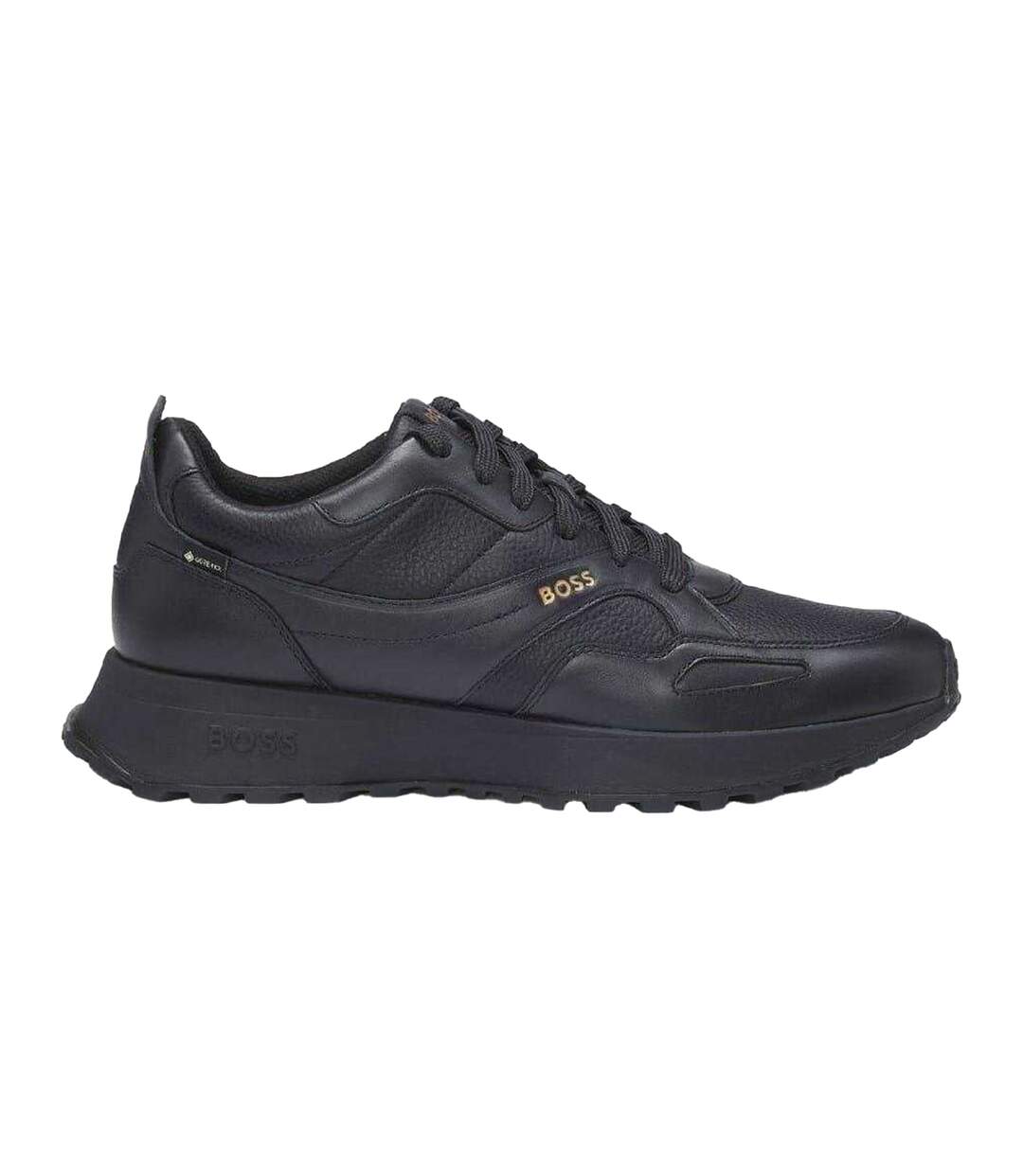 Mens Jonah Runn Leather Lace Up Trainers Dark Blue Boss-1