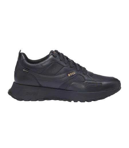Mens Jonah Runn Leather Lace Up Trainers Dark Blue Boss