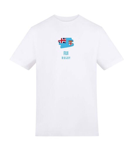 Mens Fiji Rugby Flag T-shirt White AWD