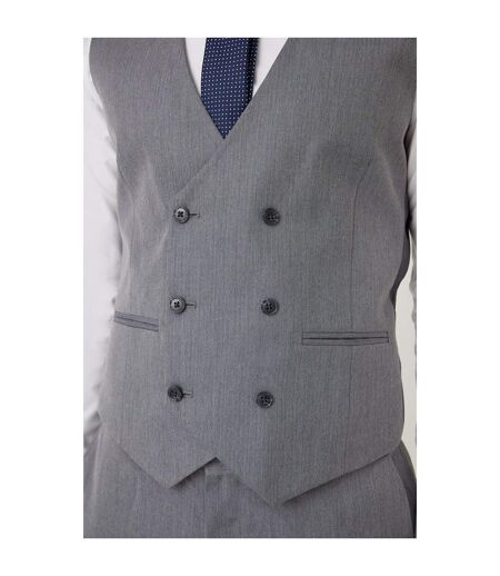 Burton Mens Herringbone Double-Breasted Tailored Vest (Gray) - UTBW882