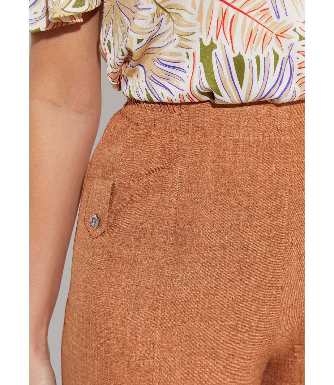 Bermuda tissu gaufré uni taille 3/4 élastiquée-4