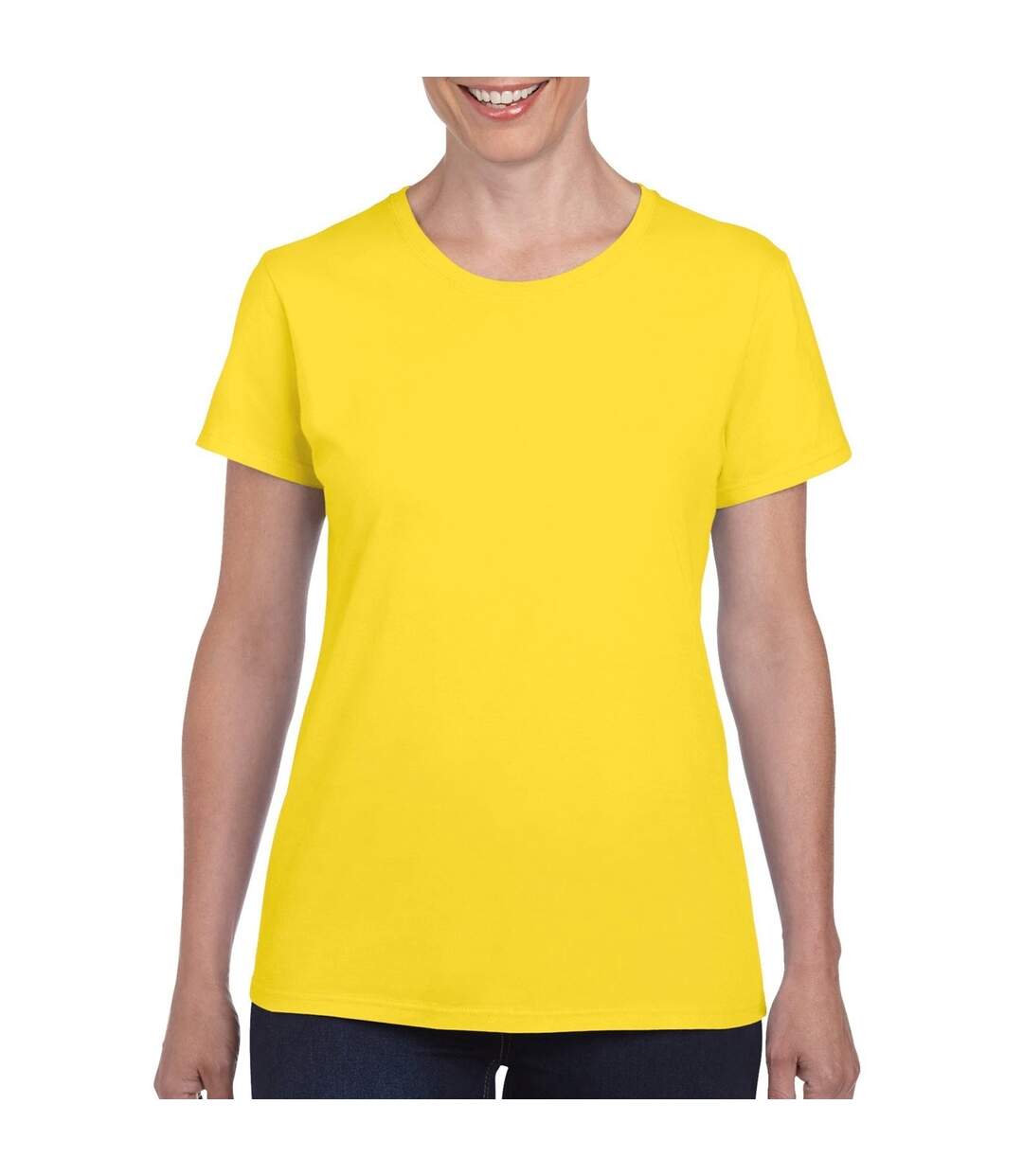 T-shirt à manches courtes coupe féminine femme jaune Gildan