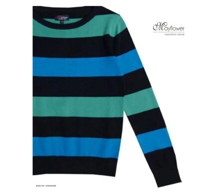 MAYFLOWER PAGODE2N - Pull large rayure en pur coton pour un confort absolu au quotidien