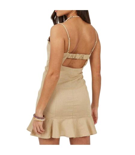 Womens/ladies Mini Sweetheart Slim Slip Dress Sand Brave Soul