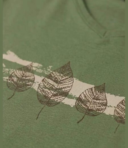 Mayflower NERVAL4 : Tee-shirt femme manches longues vert olive avec petit col V