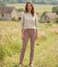 MAYFLOWER BELINDA2O - Pantalon stretch imprimé fleuri orange : fraîcheur et confort absolu-5