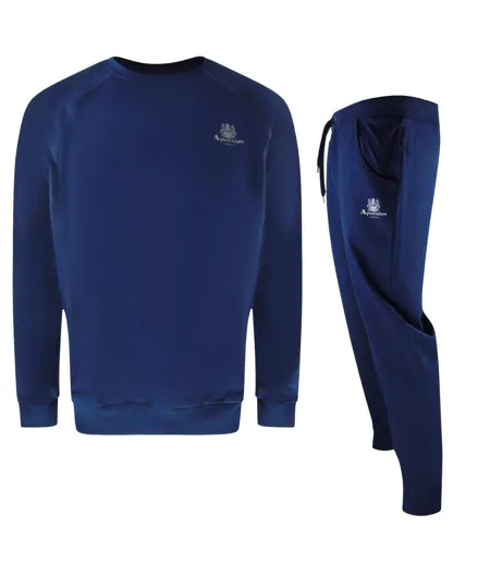 Mens Crest Tracksuit Navy Blue Aquascutum