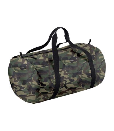 BagBase Packaway Barrel Bag/Duffel Water Resistant Travel Bag (8 Gallons) (Jungle Camo/Black) (One Size) - UTRW2577