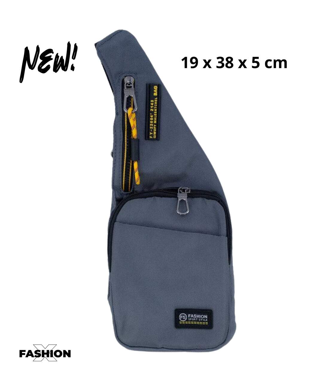 Sacoche pour homme - Multi-poches - Sac body-bag à  bandouilère - Gris