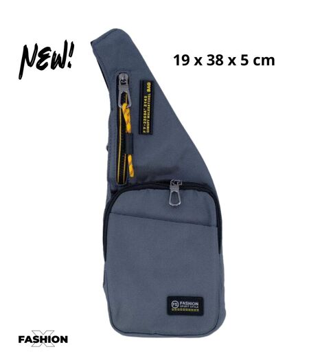 Sacoche pour homme - Multi-poches - Sac body-bag à  bandouilère - Gris