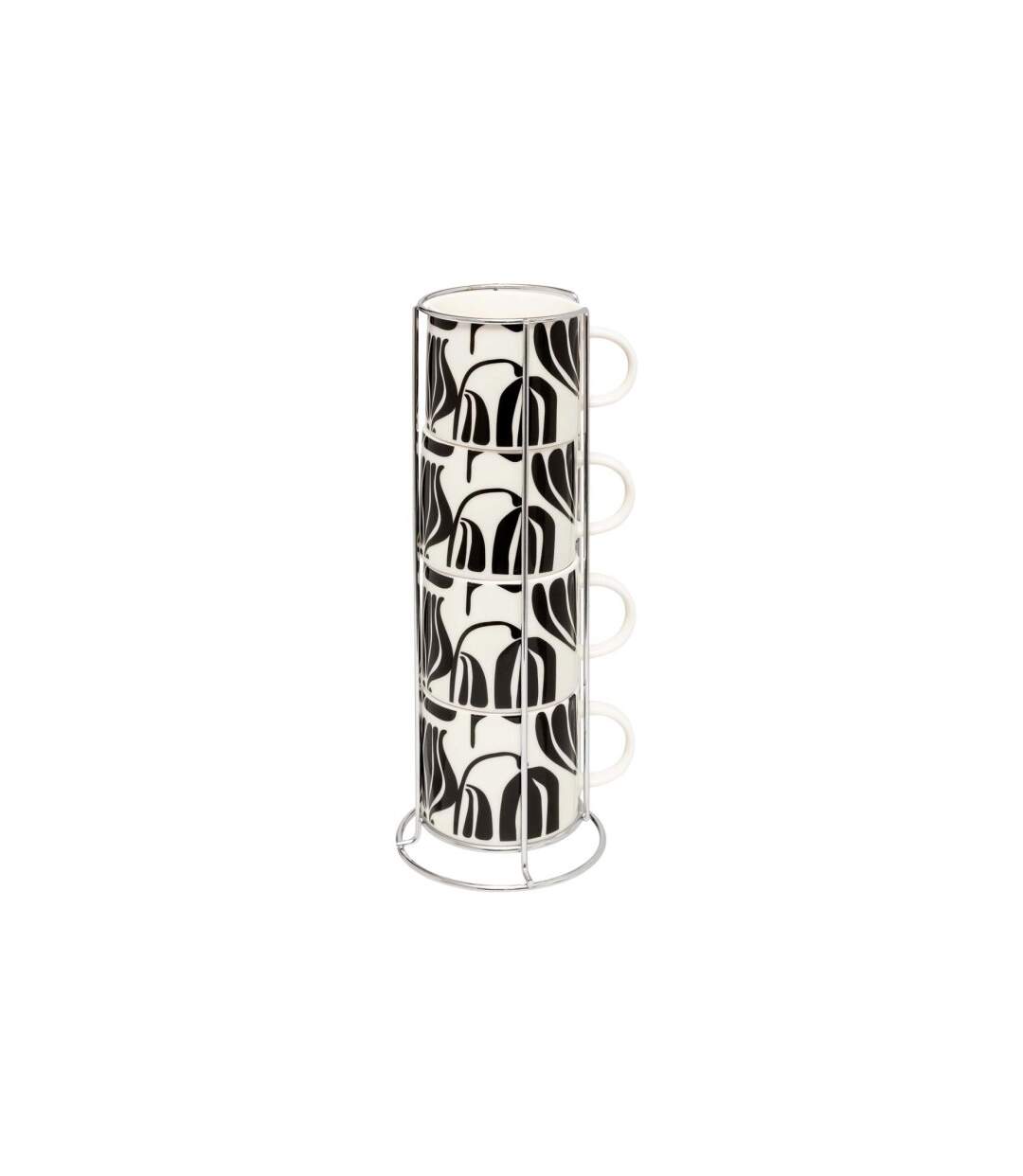 Lot de 4 Mugs sur Rack Twisted Lime 23cl Noir & Blanc-1