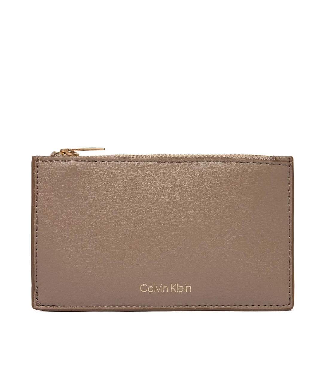Portefeuille beige femme calvin klein jeans foil top zip-1