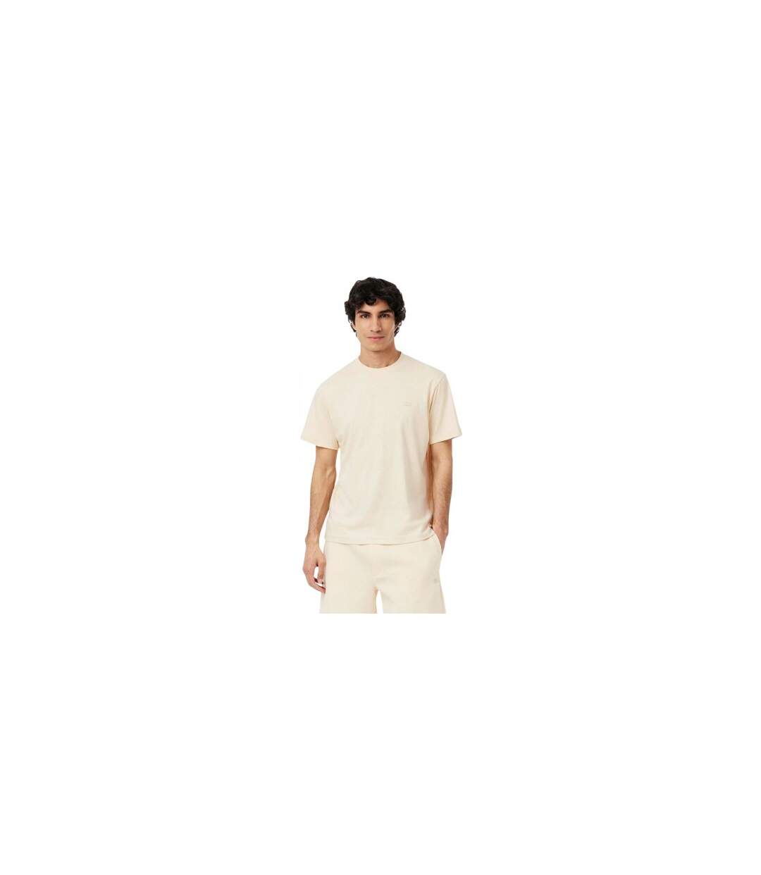 Mens Paris Logo Cotton T-shirt Cream Lacoste-1