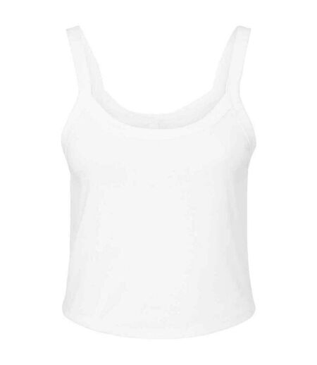Womens/ladies Plain Micro-rib Spaghetti Strap Tank Top White Bella + Canvas
