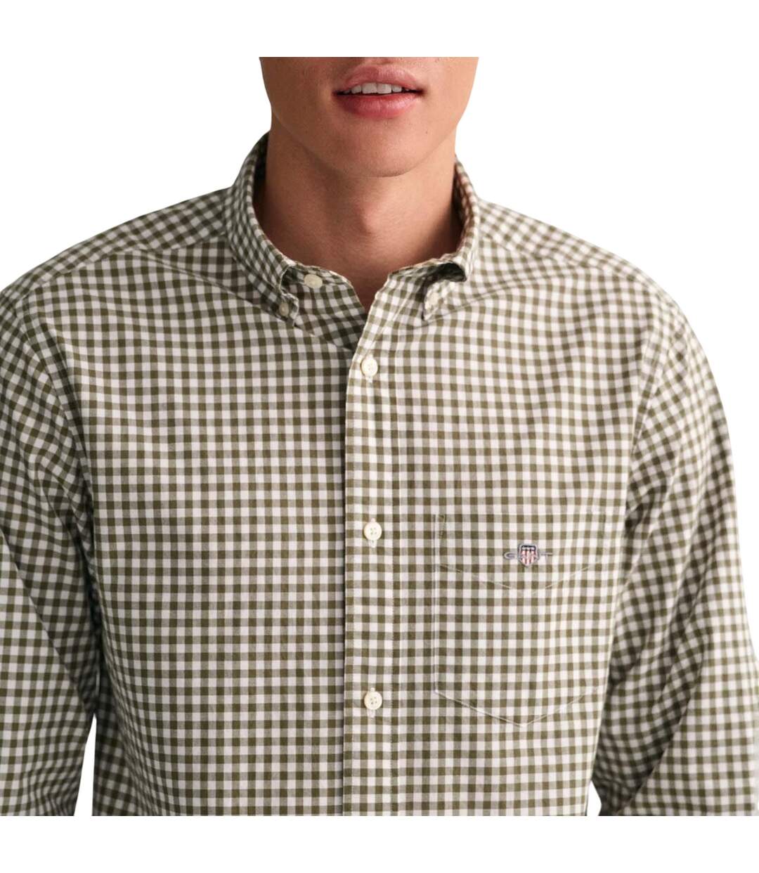 Mens Classic Gingham Check Poplin Regular Shirt Green Gant-4