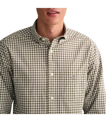 Mens Classic Gingham Check Poplin Regular Shirt Green Gant