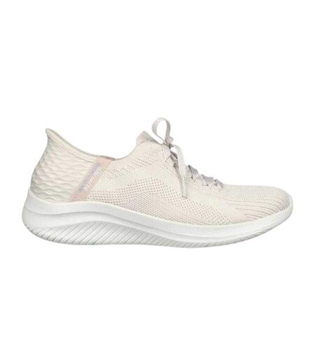 Womens/ladies Ultra Flex 3.0 Brilliant Path Slip-in Hands Free Sport Trainers Beige Cream Skechers