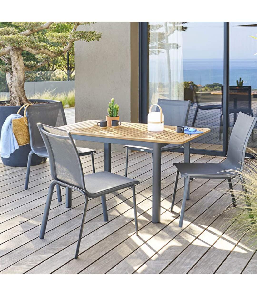 Table de jardin extensible Folya en eucalyptus - 4 Places-2