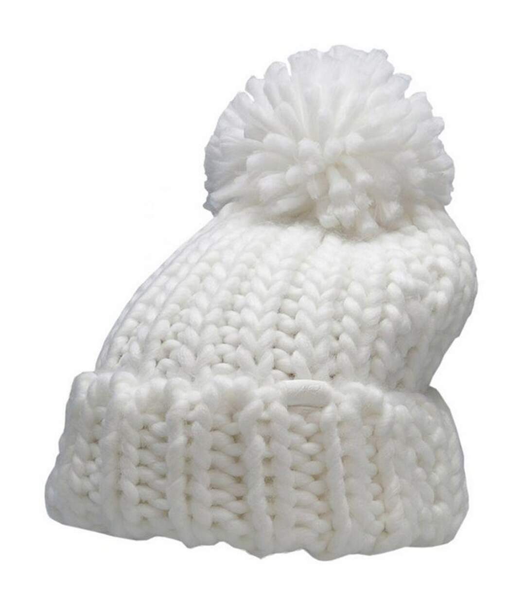 Bonnet Motif/style Pompon Femme Blanc 4F-2
