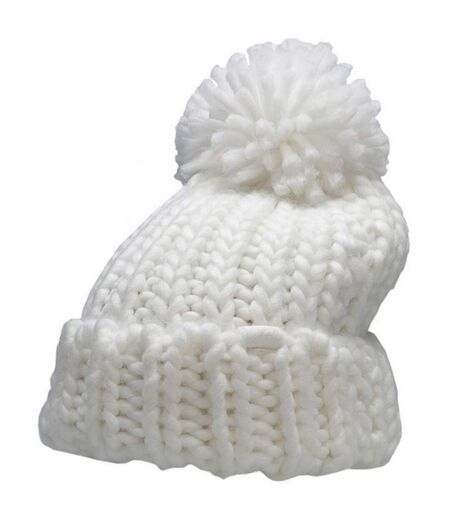 Bonnet Motif/style Pompon Femme Blanc 4F