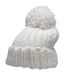 Bonnet Motif/style Pompon Femme Blanc 4F-2