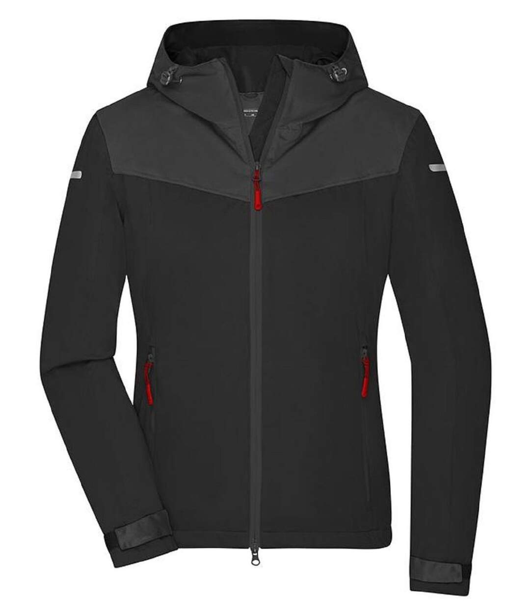 Veste 4 saisons softshell - Femme - JN1179 - noir et carbone et rouge-1