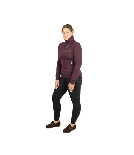 Womens/ladies Elevate Style Cross Neck Jumper Berry Hy