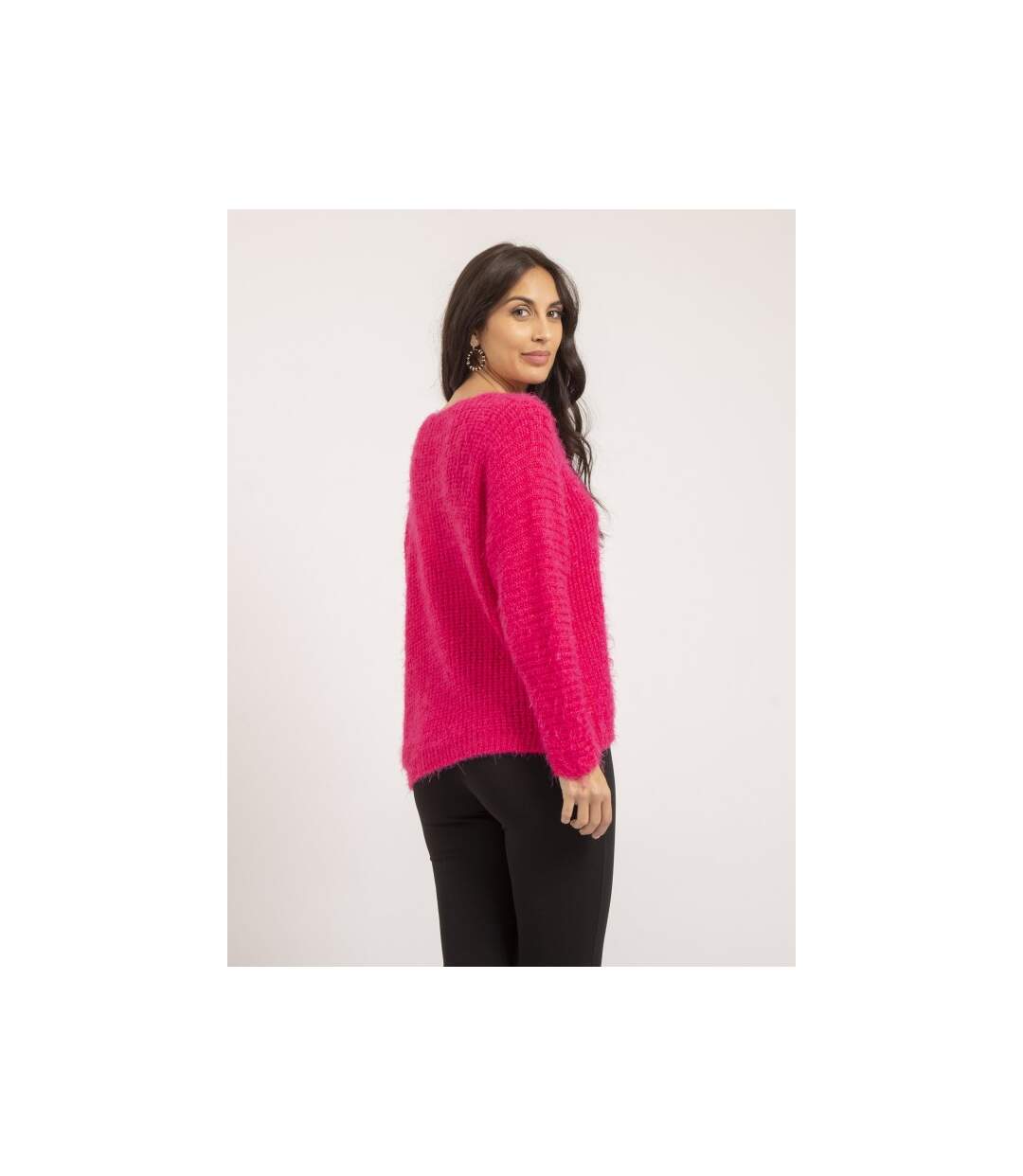 Pull col V maille chenille KRISTINA - Dona X Lisa-2